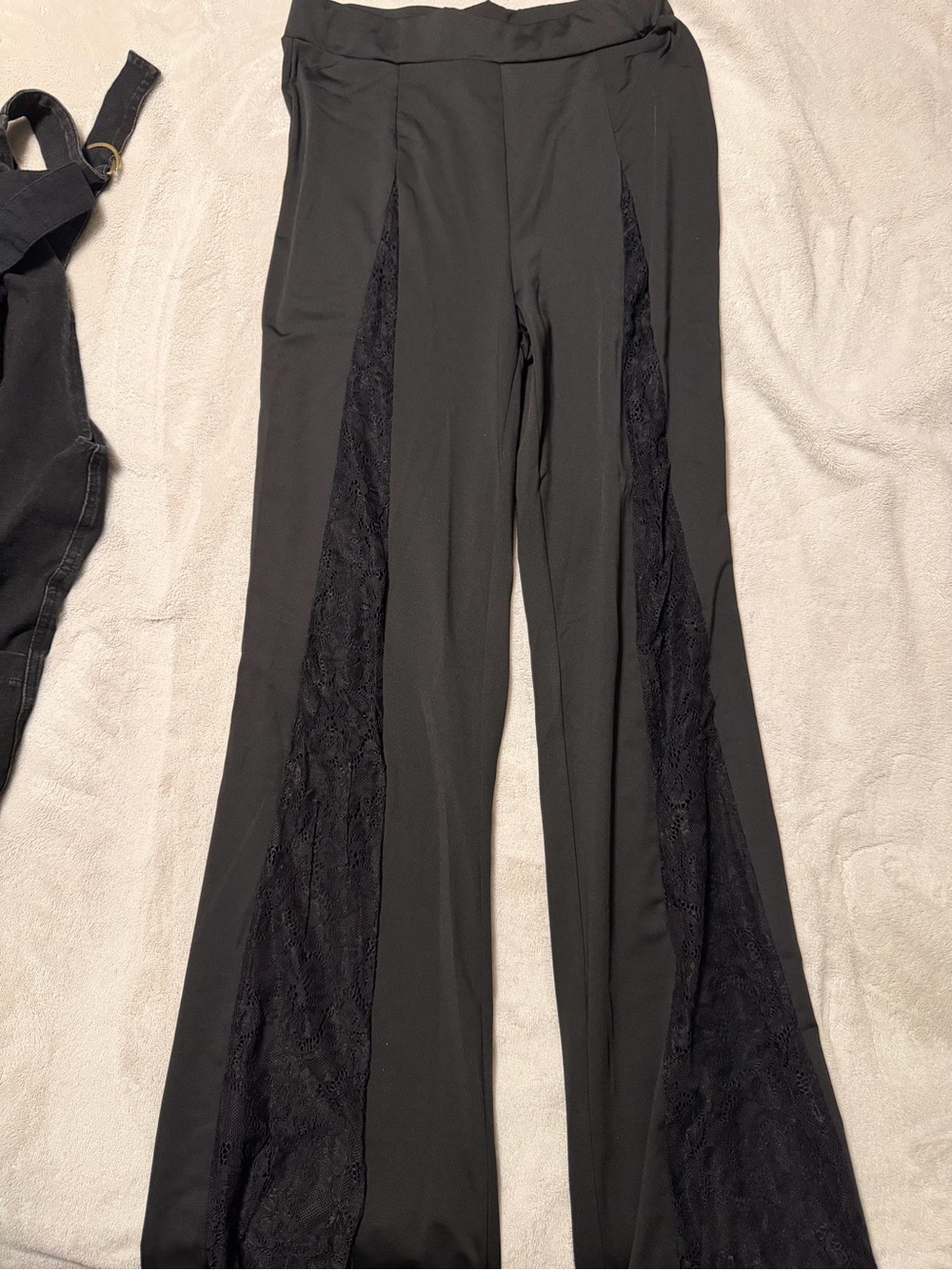 SHEIN Black Lace-Panel Boot Cut Pants
